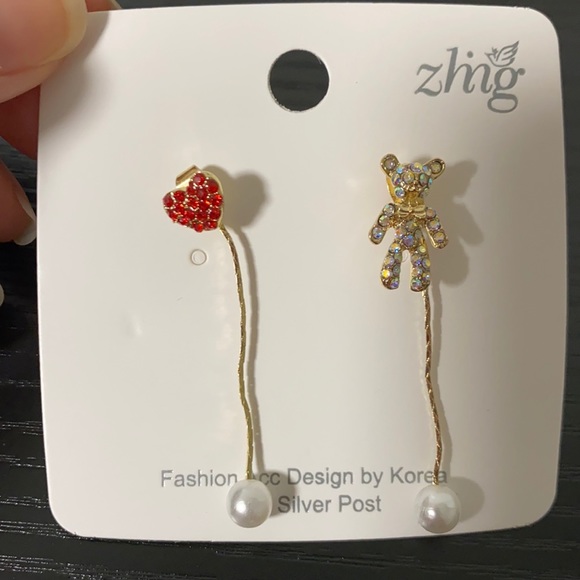 Gold Plated + Faux Pearl Teddy Drop Earrings - Picture 2 of 4